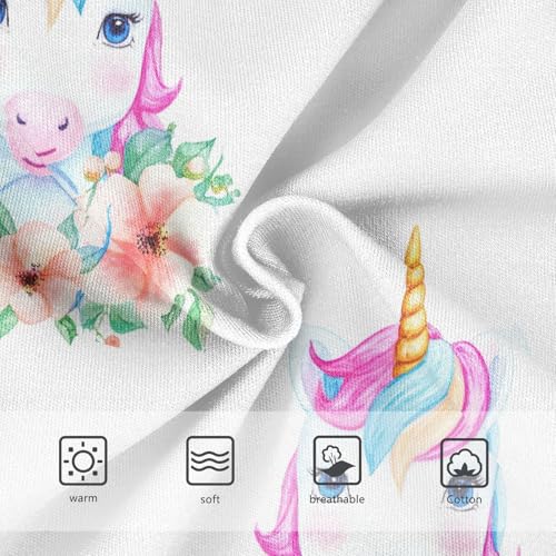 Joisal Cute Unicorn Flower White Panties for Girl Toddler Girls Underwear Cotton Durable Underpants Briefs 2t3