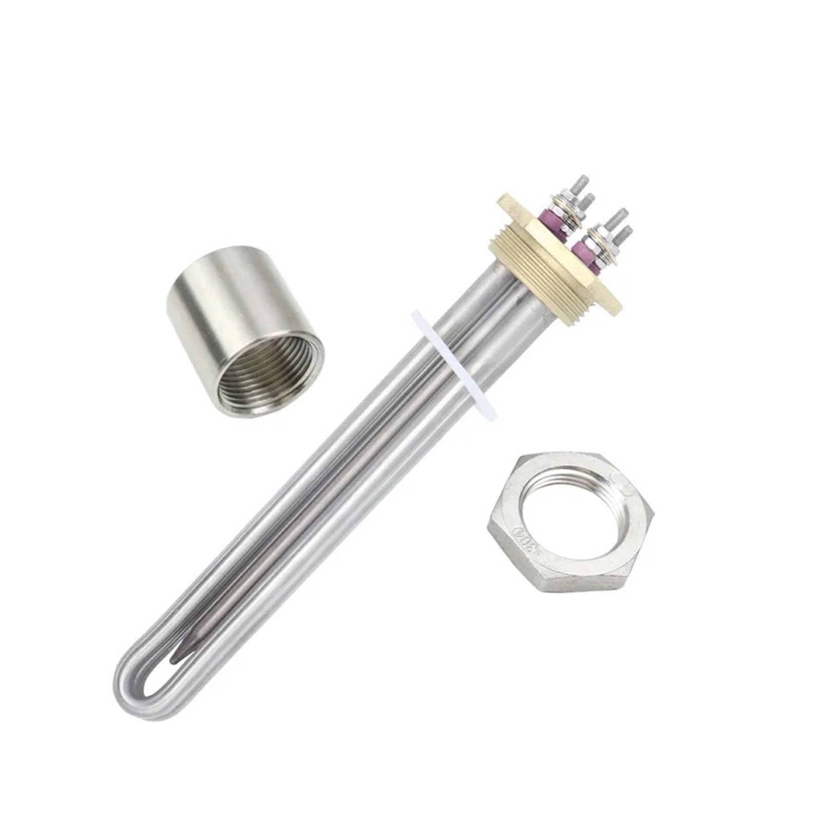 Elemento riscaldante con flangia in rame DN32 da 12 V CC 300 W con tubo termostato(Heater Nut)