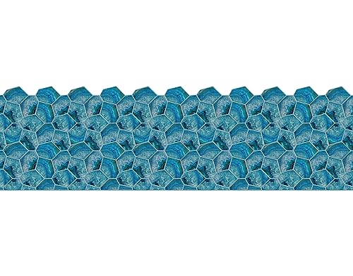 Image of WallDesign Blue Acrylic Shell Tile Sticker - 4ft x 9.75 inch Durable Surface Decoration Film for Kitchen, Cabinet, Table, Furniture, Wall, Bathroom, Door, Refurbishment