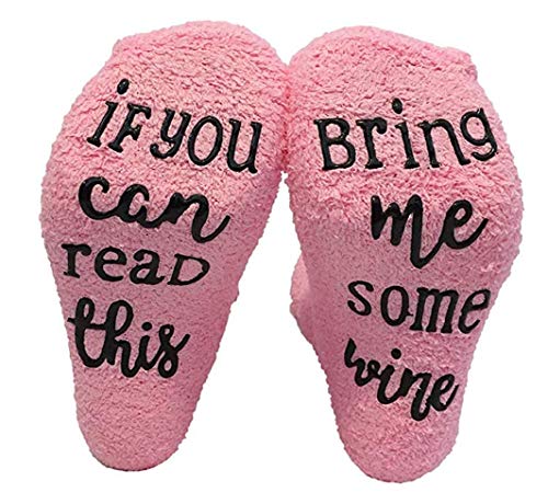 Luxury Coffee Socks with Cupcake Gift Packaging If You Can Read This Bring Me Some Wine - Funny Wine Socks Lovers Gifts for Women -Wine Gifts Set Wine Accessory Pink One size