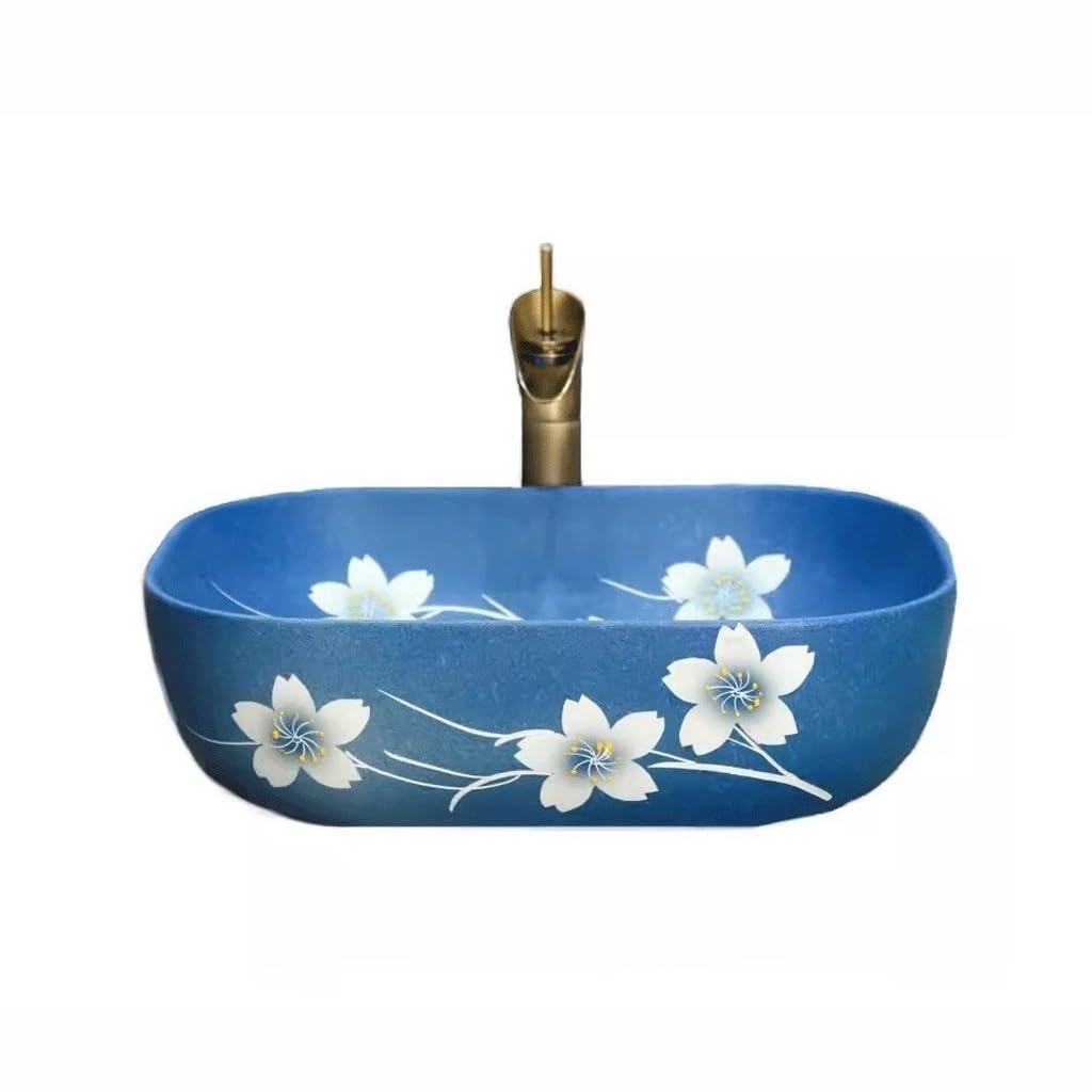 HTTGDGDH Bathroom Sink Art Washbasin Bathroom Household Countertop Ceramic Washbasin Chinese Retro Washbasin Bathroom Vessel Sinks,A