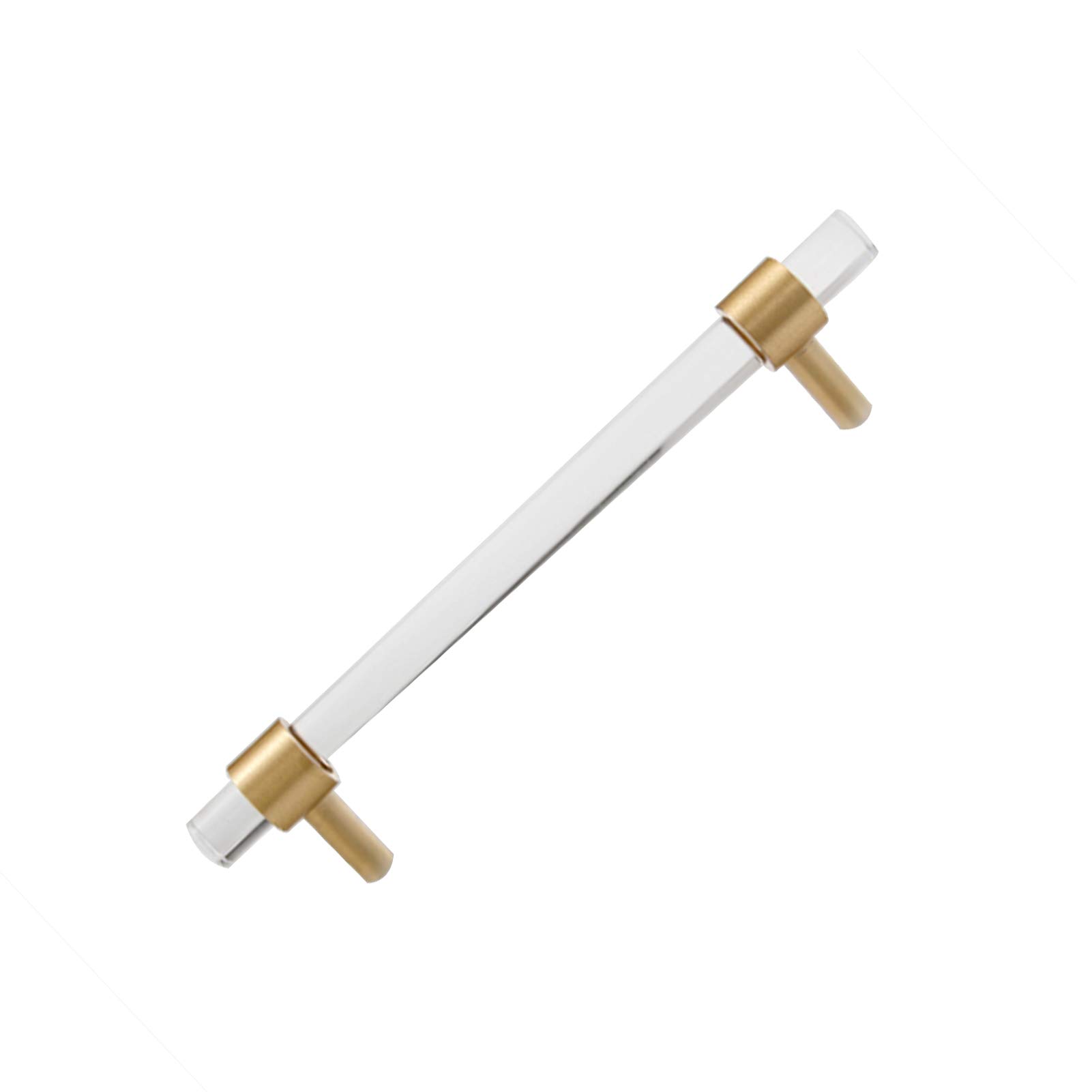 Goldfarbene Schrankknöpfe Arylic Schranktürknöpfe Messing runder Acryl-transparenter Schrankgriff Moderner Stil Küchenmöbel-Türgriffe ziehen T-Stab-Schubladen-Zugknöpfe (Lochabstand: 192 mm) (Gold-Loc