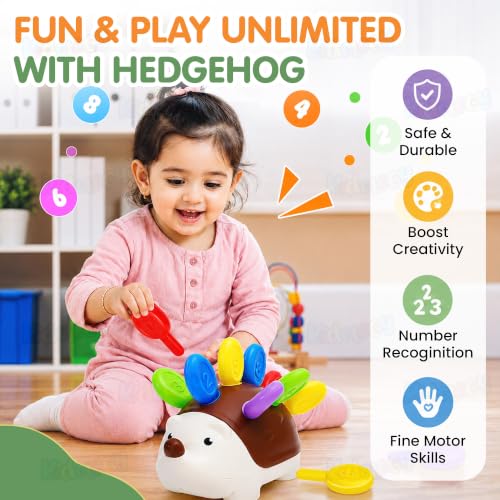 Image of Kidology Hedgehog Peg Board Game Puzzle for Kids Age 18+ Months | Educational and Learning Toys for Toddlers | Preschool, Fine Motor and Sensory Play Games | Ideal for Gifting