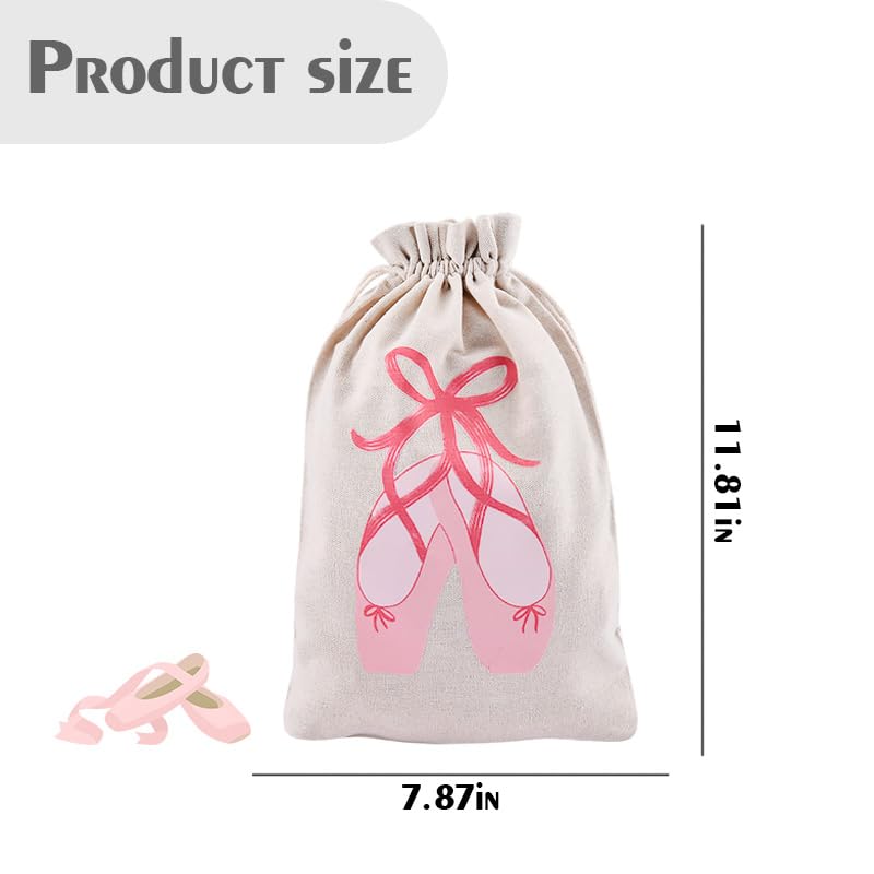 Ballet Dance Shoe Bag Drawstring Gift Bag Canvas Cinch Travel Pouch Dance Birthday Party Favors Goodie Bags for Ballerina Ballet Lover Reusable Wrapping Gifts Treat Snack Storage Bags 7.8 * 11.8 Inch3