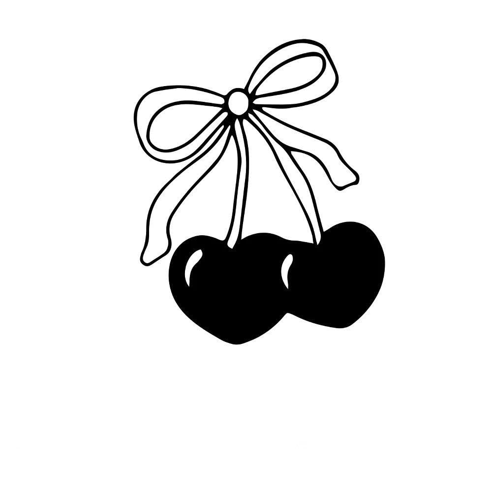 Love Heart Bow Cherry Car Stickers and Decals Figure DIY Adhesive Window(Black,28cmX33cm)