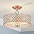 Saint Mossi Semi Flush Mount Ceiling Chandelier, 3-Light Modern K9 Crystal Ceiling Light Fixture for Dining Room,Livingroom,Bedroom, H11 x D15.4, Rose Gold Finish