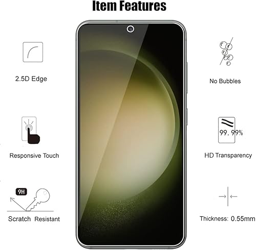 Miniatura 3 de (3+3) (compatible con desbloqueo de huellas dactilares) para Samsung Galaxy S23 Plus 5G (6.6 pulgadas), paquete de 3 protectores de pantalla de