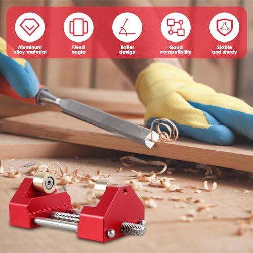 Honing Guide System Tool, Aluminum Alloy Chisel Sharpening Jig Kit, Adjustable Woodworking Sharpener Bracket Angle Fixture Wood Chisel Sharpening Holder with Dual Roller for 5/32 inch-3 inch Chisel