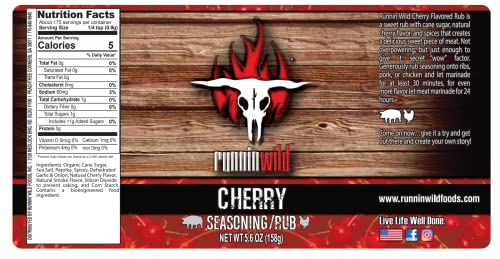 Image of Deliciously Sweet & Smoky Cherry BBQ Rub - Gourmet Seasoning for Ribs, Pork, Chicken & More | Bold Cherry Flavor You Can Taste | No MSG Added, No Artificial Flavors | Runnin' Wild Foods, 5.6 oz