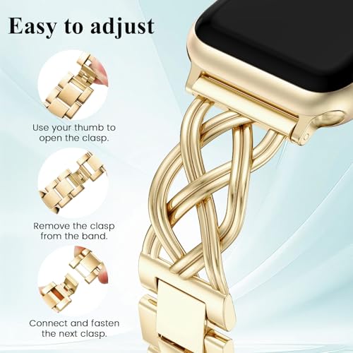 Image of TOYOUTHS Dressy Bracelet Compatible with Apple Watch Bands 38 /40 /41 /42 /44 /45 /46 /49mm Women, Celtic Stainless Steel Metal Fancy Nice Pretty Strap for iWatch Series 11 10 9 8 7 6 5 4 Ultra /SE 3 2 1