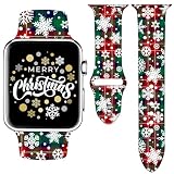 Winter Christmas Snowflake Watch Band Compatible with Apple Watch Band 38mm 40mm 41mm 42mm for Women Men, Silicone Waterproof Strap for iWatch Bands Series 11 10 9 Ultra 8 7 6 5 4 3 2 1 SE