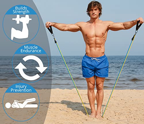Dynastretch Resistance Bands Set For Men And Women Exercise Bands With Door Anchor Handles With Grooves Carry Bag Cushioned Ankle Straps For Resistance Training Physical Therapy #TOP6