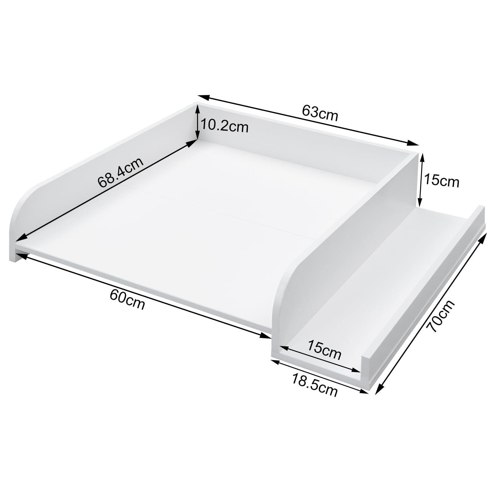 WOLTU Plan à langer pour machine à laver ou sèche-linge, table à langer bébé avec rebord de protection et étagère de rangement, 80 x 70 x 16,5 cm, blanc