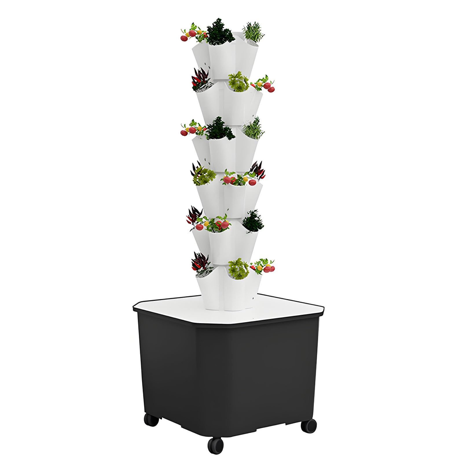 Sistema hidropónico de torre de jardín para hierbas, frutas y verduras, kit de cultivo vertical interior con 8 capas