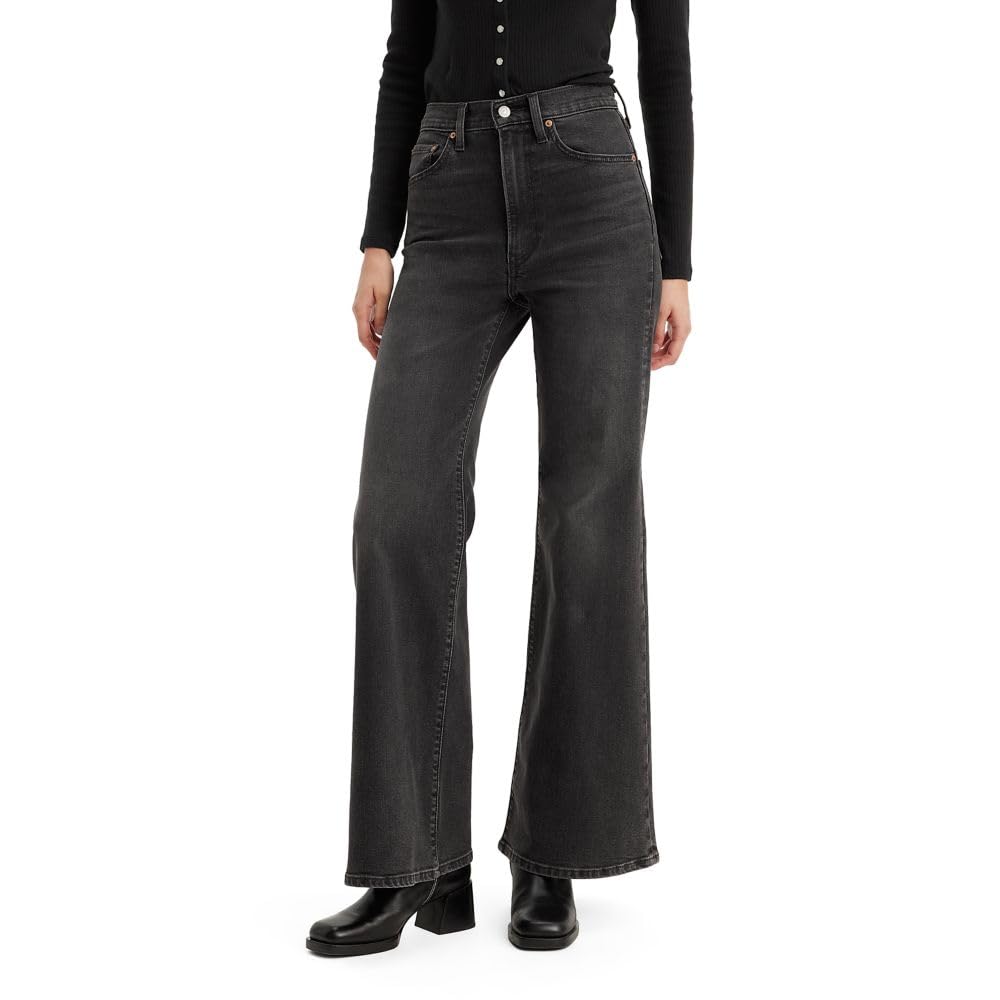 Levi's Women's Black Ribcage Bells S Ribcage Bells S, On The Town No Crack, 31W X 32L