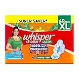 Whisper Choice Sanitary Pads with Wings for Women, XL, 40s Napkins
