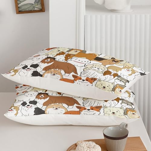 Image of QOOMO Cute Dog Bedding Set, Cartoon Animals Comforter Set Twin Size, Suitability Girs and Boys Black Decorate a Room 1 Comforter Set 2 Pillowcases