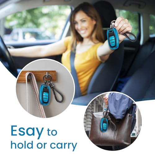 Image of Key Fob Cover for Audi, Braided Loop Keychain Accessory, Blue