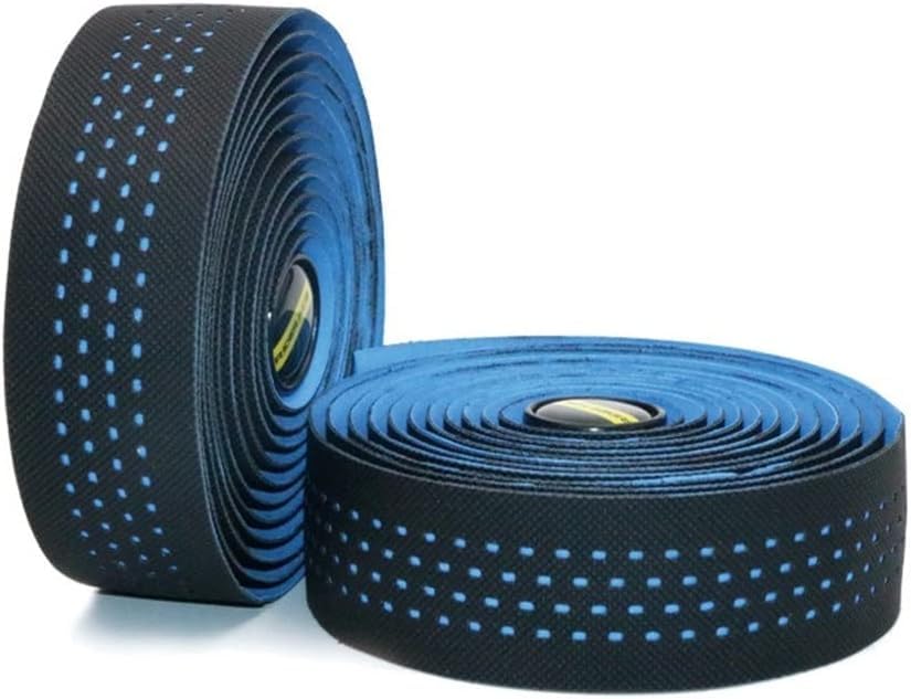 cinta de manillar, Cintas for manillar de bicicleta carretera + cuero suave, antideslizante, transpirable, ligera, adhesiva, antivibración, envolturas for, 2 uds(Blue)