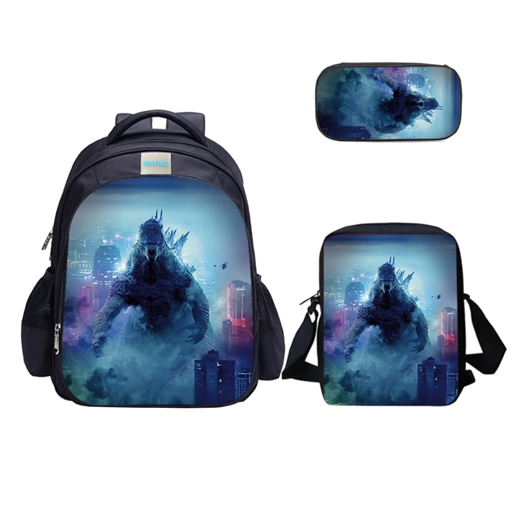MATMO Juego de mochila y lonchera de dinosaurio para niños, mochila de hombro, estuche para lápices