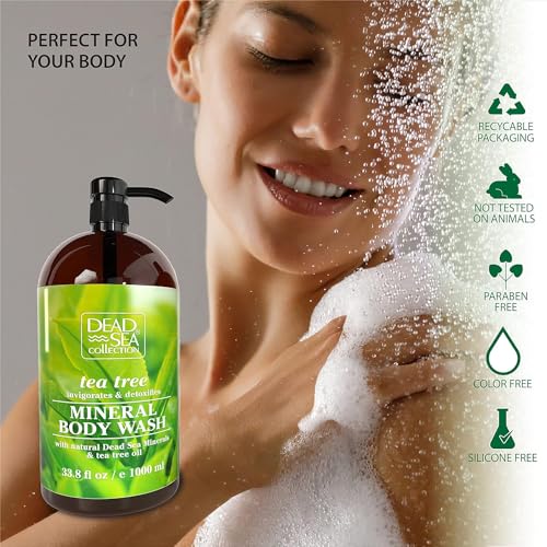 Image of Dead Sea Collection Tea Tree Body Wash for Women and Men - with Pure Dead Sea Minerals and Tea Tree Oil - Cleanses and Moisturizes Skin - Pack of 2 (67.6 fl. oz)
