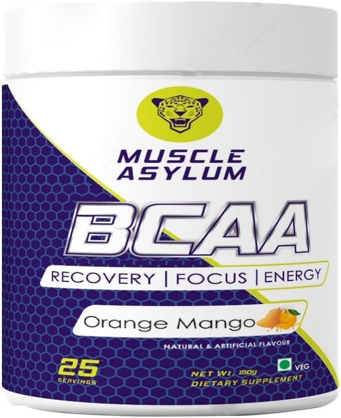 Bcaa Powder – 0g Sugar Pre/Post & Intra Workout Muscle Recovery Drink with Amino Acids (Orange Mango) - 3g of BCAAs With Nootropics Matrix for Men & Women – (25 Servings)
