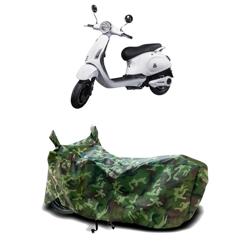 Image of DUFFEL-100% Heat Protection Two Wheeler Bike /Scooty Body Cover for Pure EV Epluto BS6 Water Resistance /UV-Rays /Birds Dropping /Scratchproof /Dust Proof /Waterproof[Green Jungle Print]