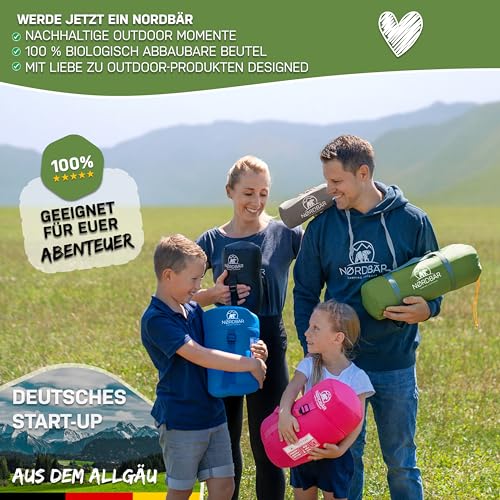 Foto von NORDBÄR® Camping Isomatte aufblasbar & Ultraleicht [mit oder ohne Kissen]| Iso Luftmatratze kleines Packmaß für Camping, Outdoor & Zelten | Campingmatte, Schlafmatratze, Reisematratze