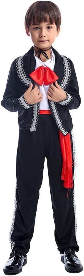 STIOEDYUAN Kids Mexican Costume Folklorico Cinco De Mayo Amigo Day Of The Dead Mariachi Halloween Cosplay Outfit Fiesta