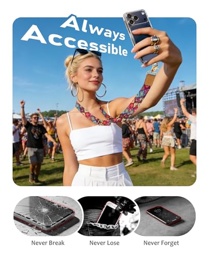Image of Yonlevres Phone Lanyard Crossbody Strap Wrist Neck Adjustable Women Boho | Cell Phone Lanyard for Travel Cruise Daily, Hands-free, Fit Keys ID Badge, for Full-coverage Phone Case, Accessories, Gifts