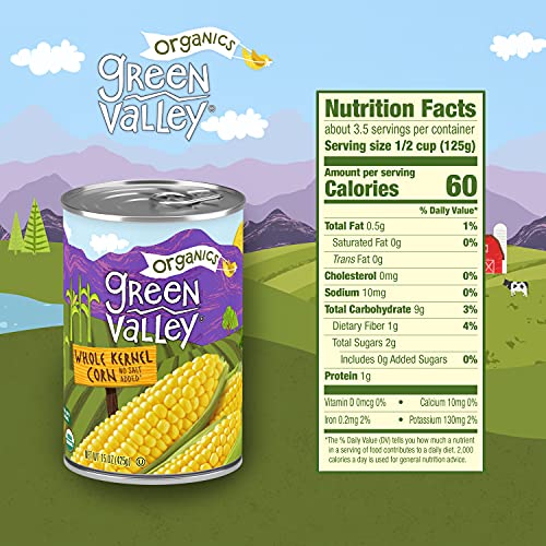 Green Valley Organics Whole Kernel Corn | Certified Organic | 100% Supersweet Variety Corn | 15 oz can (Pack of 4) - Thumbnail 4