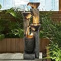 Hamiedun 40''H 4-Tier Outdoor Garden Water Fountain Decor, Resin Fountain for Garden, Floor Patio, Deck, Porch, Backyard and Home Art Decor (40inch)