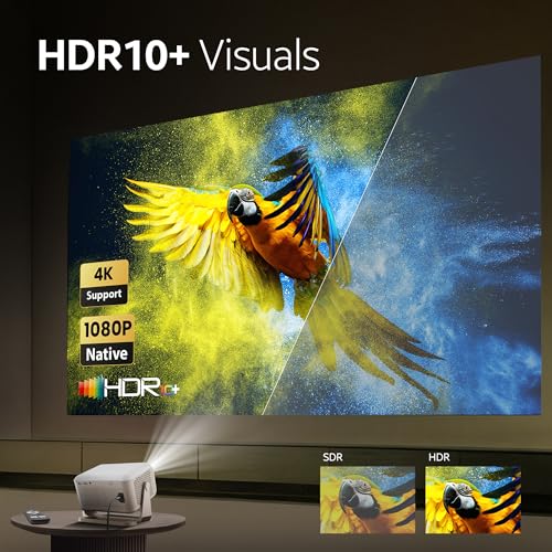 Image of Crossbeats Lumex Cine Smart Home Projector 4k Ultra HD, Native 1080p, Mini Projector for Room,16000 Lumens Android OS, Built-in - Netflix, Prime, YouTube, Portable, Speaker, WiFi, 300 inch Display Cinema