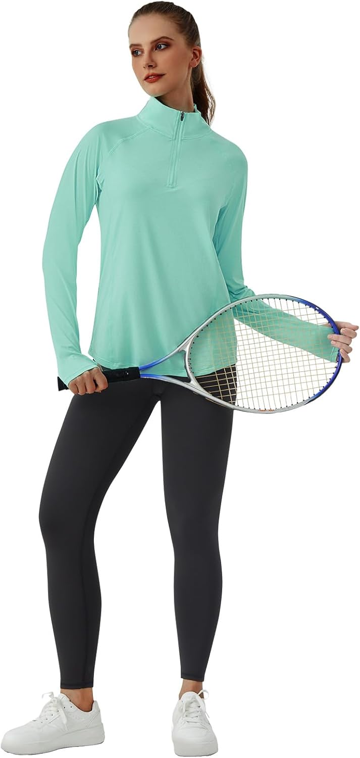 beroy Women's 1/4 Zip Shirts Pullover Long Sleeve Thumb Holes Workout Athletic Hiking Running Cycling Shirt with Pocket - Image 6