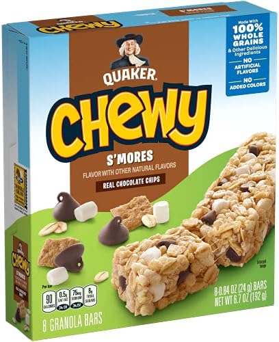 Quaker Chewy Granola Bar, S'mores, 8-Count Bars (Pack of 12)