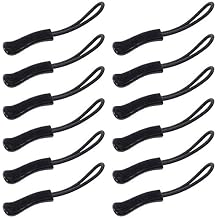 Wisdompro Zipper Pulls, Durable Zipper Pull Tab Replacement Zip Tab Tag Cord Extension Fixer Helper for Luggage, Jackets, Boots, Backpack, Purse, Handbags - Black, 12 Pcs