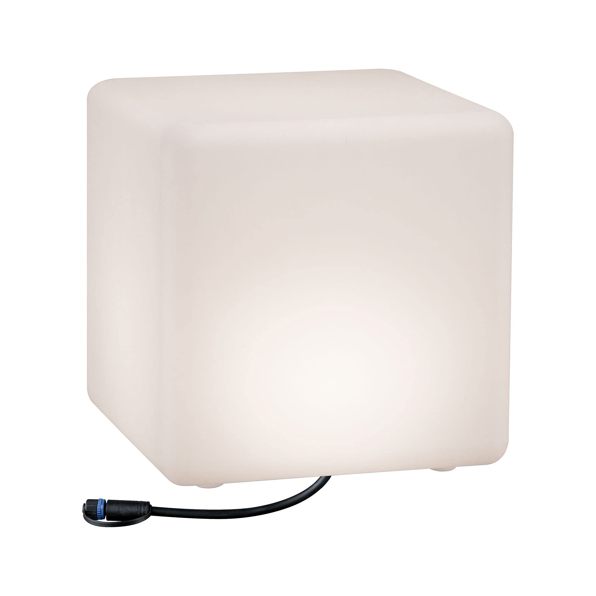 Paulmann 941.81 Objeto luminoso exterior Plug & Shine Cube IP67 3000 K 575 lm 24 V, luminaria con forma de cubo, cubo decorativo, luminaria exterior, iluminación para la terraza 94181