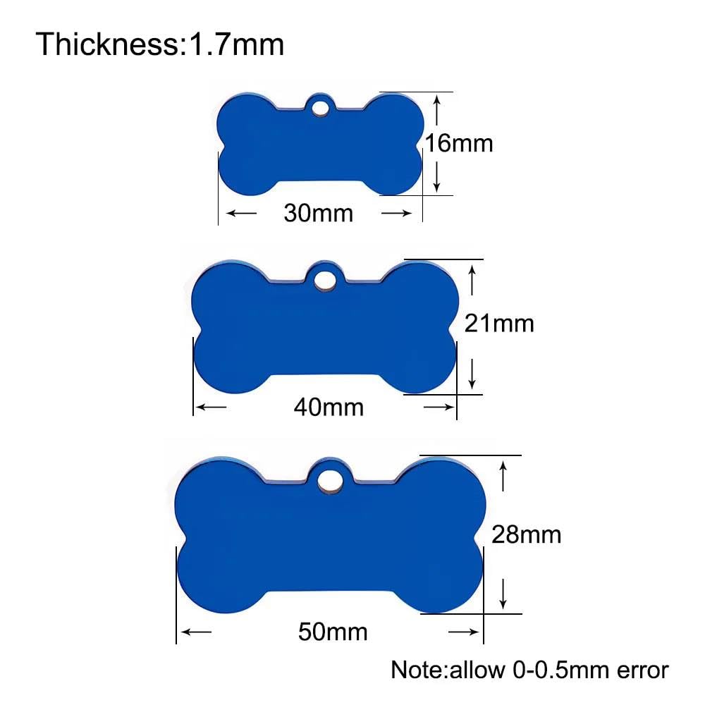 Lot de 100 médailles d'identification vierges en acier inoxydable pour chien - Gravure personnalisable - Personnalisable - Accessoires pour animaux domestiques - 50 x 28 x 1,7 mm