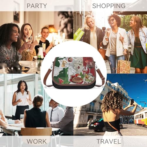 Italian Flag Pizza Crossbody Shoulder Messenger Women Bag Pu Leather Office Work Business for Handbag Crossbody Bag 5
