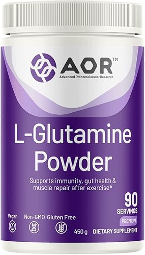 AOR L-Glutamina en polvo 15.87oz, apoya la inmunidad y la salud intestinal, suplemento dietético, 90 porciones