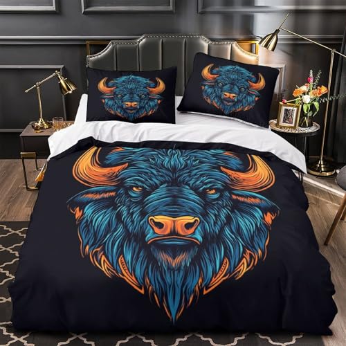 Housse de couette bison 3D hypoallergénique en microfibre douce et lavable en machine - 2