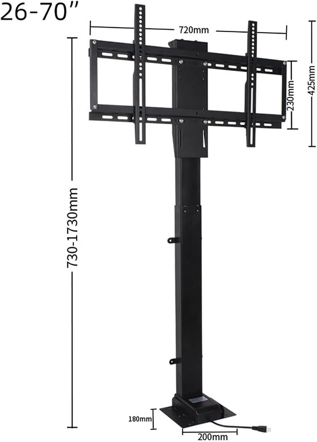Supporto TV da soffitto motorizzato, regolabile in altezza, per TV LCD da 32 a 75 pollici, con telecomando