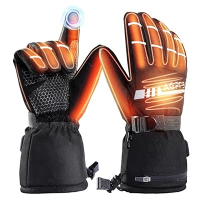 AGPTEK Heated Gloves for Men Women, 7.4V Fast Heat Rechargeable Winter Glove with Battery Indicator &Touchscreen, Waterproof Hand Warming for Skiing, Hiking, Camping, Fishing, Motorcycle, L