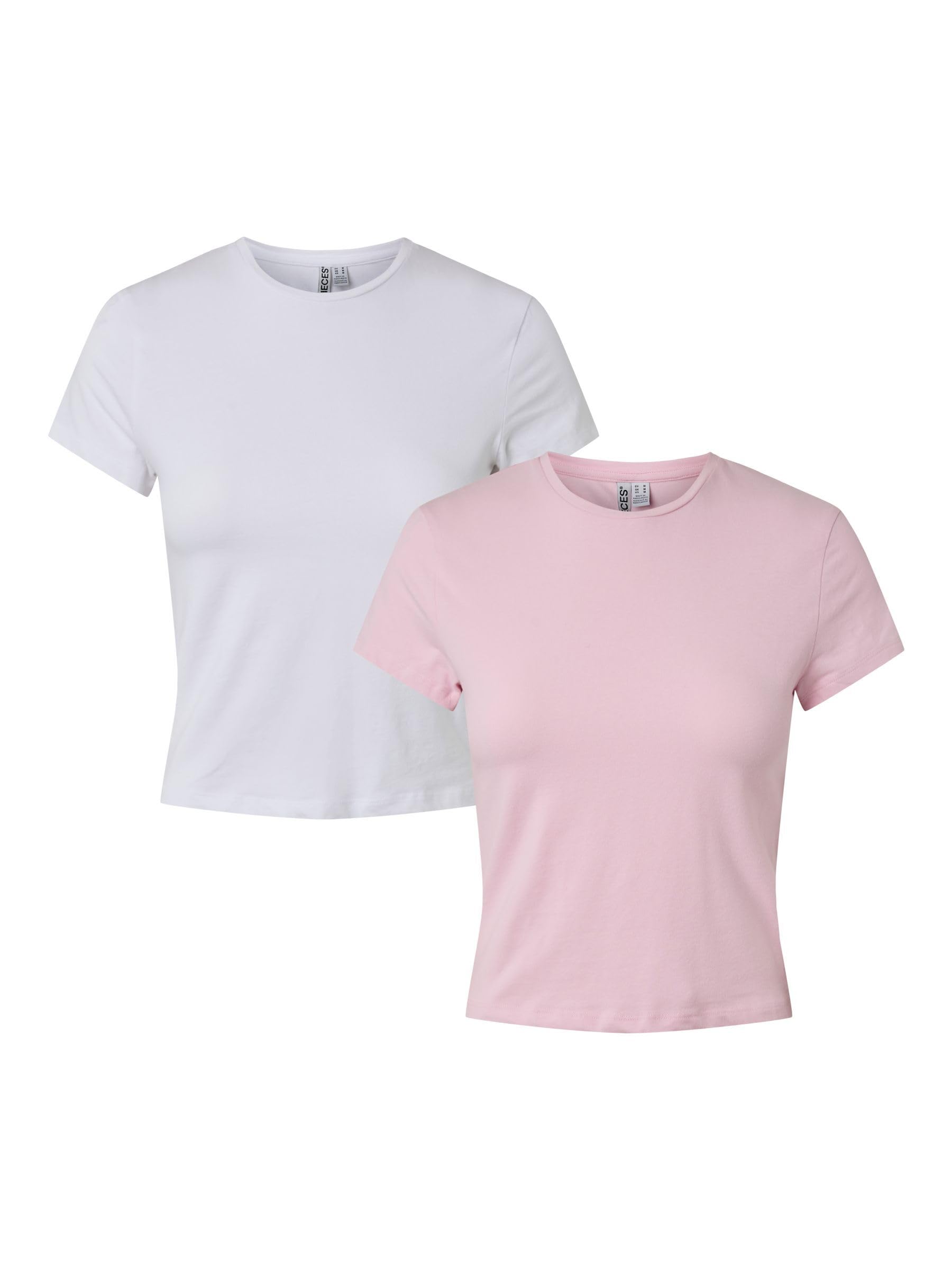 Pieces Damen Pieces Female T-Shirt Pcamelia 2-Pack Baby Pcamelia Baby Tee 2-Pack JRS Noos Bc (2er Pack)