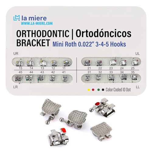 20PCS Orthodontic Mini Roth Brackets Roth 0.022 Slot Bondable with Hook on 345, 20pcs/Pack, 1PK