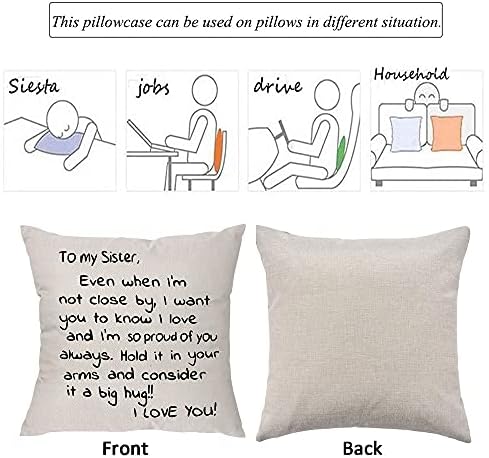 Krifton To My Sister Gift,Even When I'm Not Close by I Want You to Know I Love and I Am So Proud Of You-Reminder Gift for Lady Girls Soul Siser Big Mid Lil Sisers Throw Pillow Cover