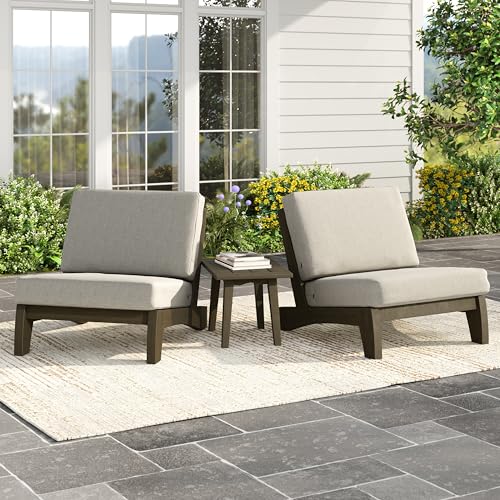 Image of Pia Ricoo 3 Piece Patio Bistro Set with Patio Chairs and Table, Heavy Duty Wood Patio Furniture Set, All-Weather Outdoor Chairs for Balcony, Deck, Poolside, Porch - Light Camel