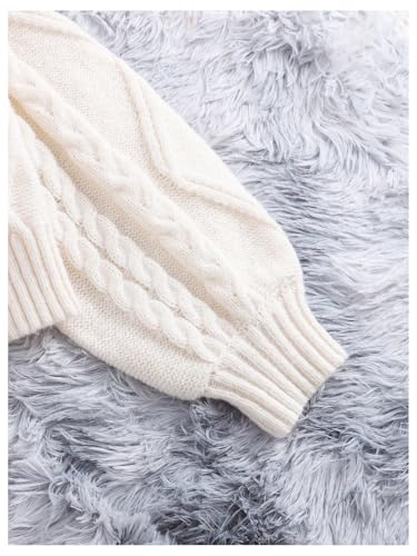 OYOANGLE Girl's Cable Knit Cardigan Sweaters Bishop Long Sleeve Button Down Knit Sweater Outerwear4