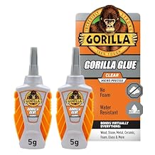 Gorilla Glue Micro Precise Clear Glue, 5 Gram Pack of 2 - Crystal Clear, All Purpose, and Water Resistant