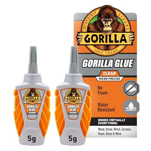 Gorilla Glue Micro Precise Clear Glue, 5 Gram (Pack of 2) - Crystal Clear, All Purpose, and Water Resistant